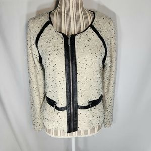 ARYN K Off-White w/ Black Specks Full Zip Long Sleeve Jacket Size Medium